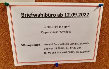 Öffnungszeiten Briefwahlbüro